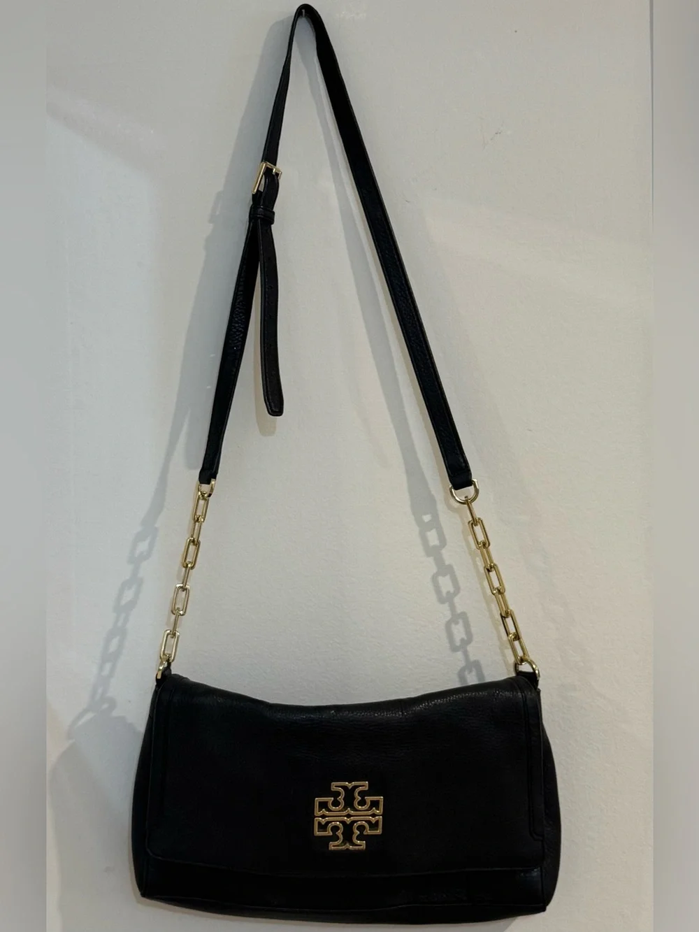 Tory Burch Black Leather Crossbody Bag - Gold Hardware